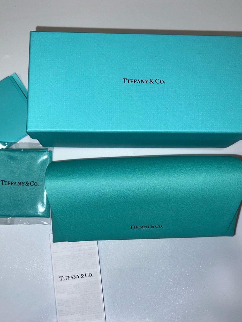 Tiffany & Co. Robin's Egg Blue Box and Leather Pouch Set